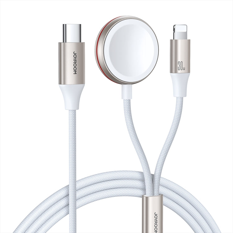 JOYROOM S-IW012 2 in 1 USB to 8 Pin + Magnetic Watch Wireless Charging Data Cable, Cable Length: 1.5m(White) - HoMEdemic™ 