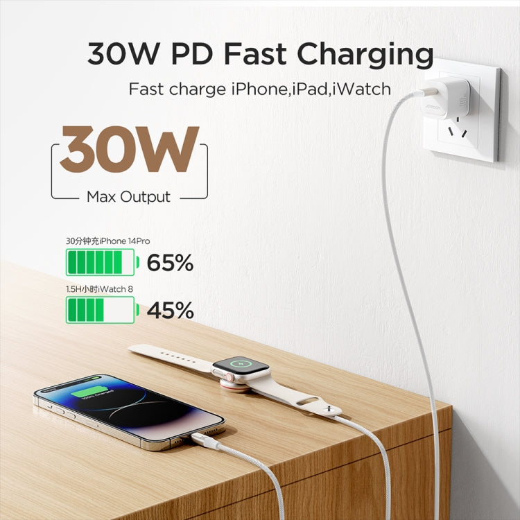 JOYROOM S-IW012 2 in 1 USB to 8 Pin + Magnetic Watch Wireless Charging Data Cable, Cable Length: 1.5m(White) - HoMEdemic™ 