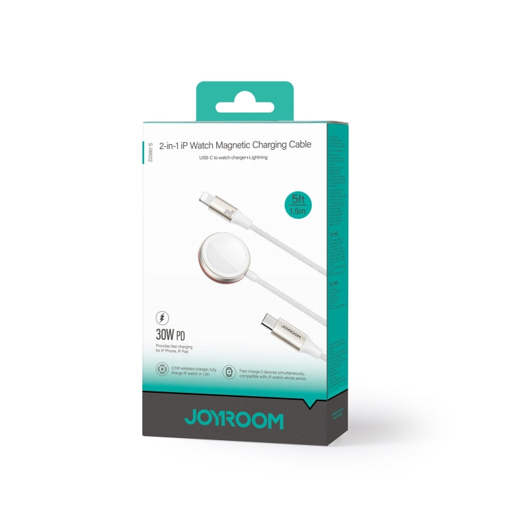JOYROOM S-IW012 2 in 1 USB to 8 Pin + Magnetic Watch Wireless Charging Data Cable, Cable Length: 1.5m(White) - HoMEdemic™ 