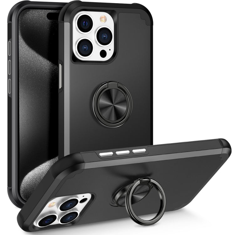 For iPhone 15 Pro L2 Rotating Ring Holder Magnetic Phone Case(Black) - HoMEdemic™ 