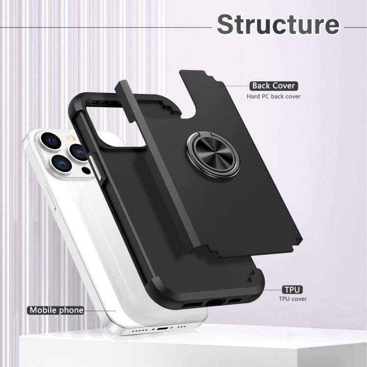 For iPhone 15 Pro L2 Rotating Ring Holder Magnetic Phone Case(Black) - HoMEdemic™ 