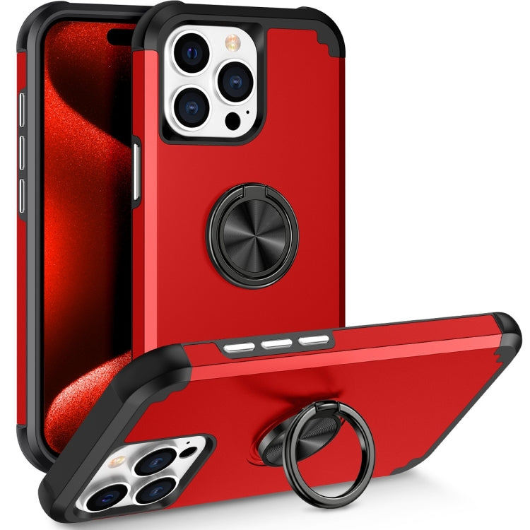 For iPhone 15 Pro L2 Rotating Ring Holder Magnetic Phone Case(Red) - HoMEdemic™ 
