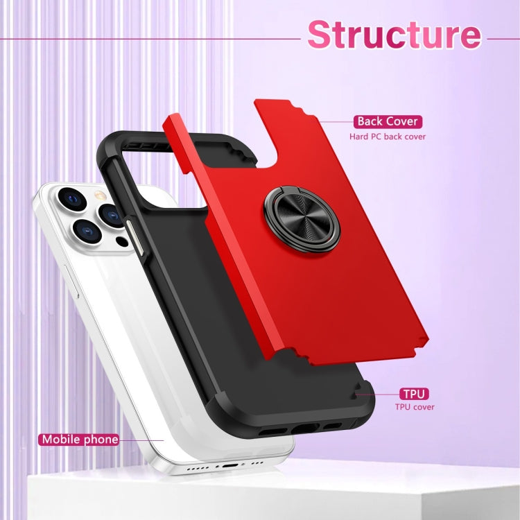 For iPhone 15 Pro L2 Rotating Ring Holder Magnetic Phone Case(Red) - HoMEdemic™ 