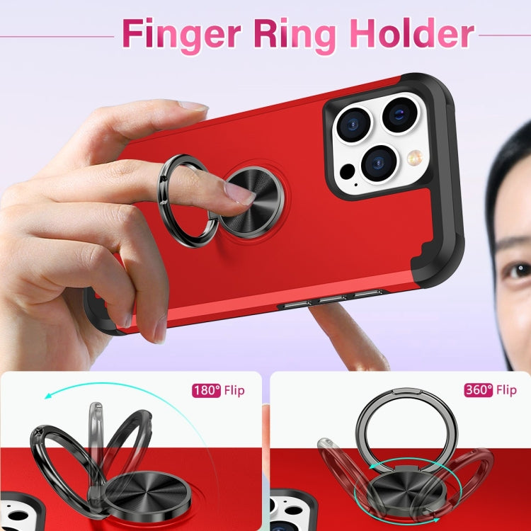 For iPhone 15 Pro L2 Rotating Ring Holder Magnetic Phone Case(Red) - HoMEdemic™ 