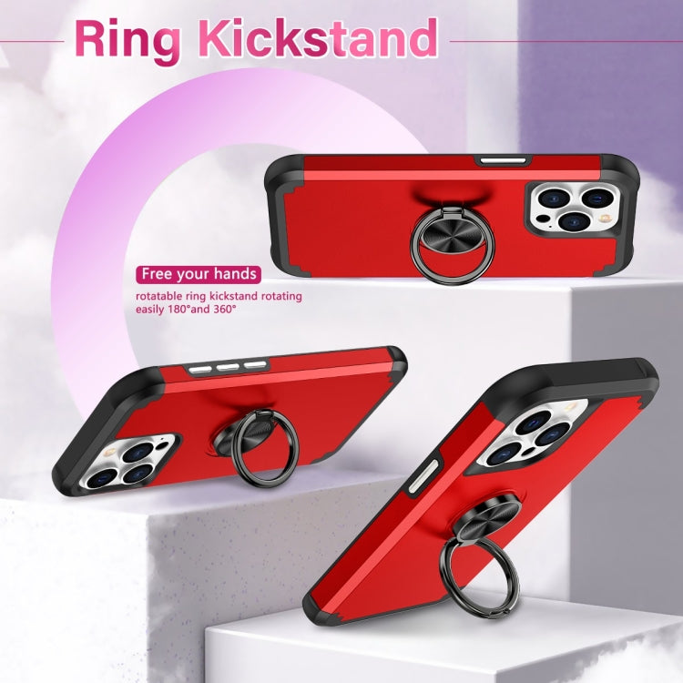 For iPhone 15 Pro L2 Rotating Ring Holder Magnetic Phone Case(Red) - HoMEdemic™ 