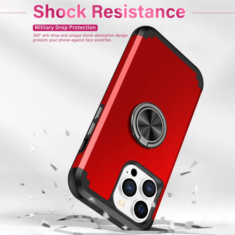 For iPhone 15 Pro L2 Rotating Ring Holder Magnetic Phone Case(Red) - HoMEdemic™ 