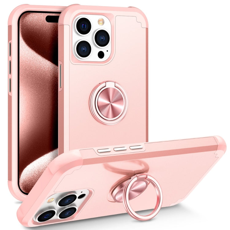 For iPhone 15 Pro L2 Rotating Ring Holder Magnetic Phone Case(Rose Gold) - HoMEdemic™ 