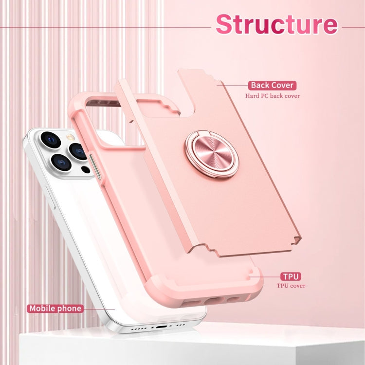 For iPhone 15 Pro L2 Rotating Ring Holder Magnetic Phone Case(Rose Gold) - HoMEdemic™ 