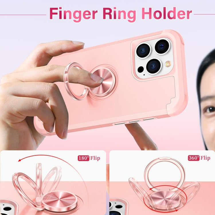 For iPhone 15 Pro L2 Rotating Ring Holder Magnetic Phone Case(Rose Gold) - HoMEdemic™ 