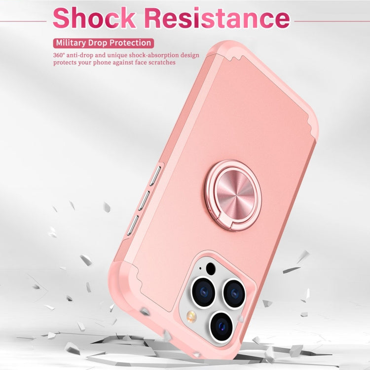 For iPhone 15 Pro L2 Rotating Ring Holder Magnetic Phone Case(Rose Gold) - HoMEdemic™ 