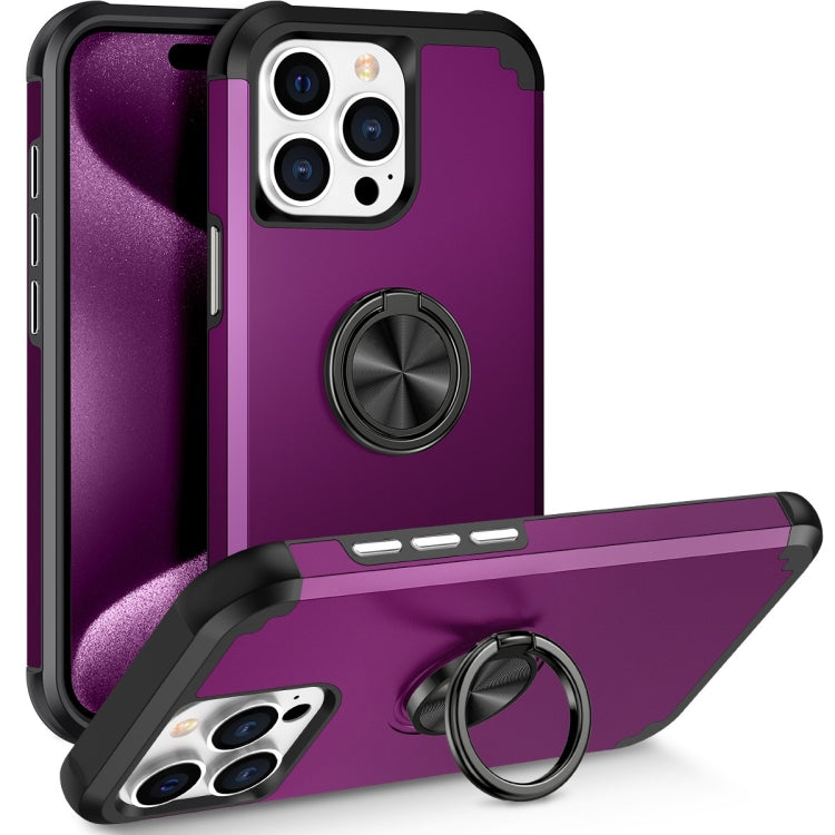 For iPhone 15 Pro L2 Rotating Ring Holder Magnetic Phone Case(Dark Purple) - HoMEdemic™ 