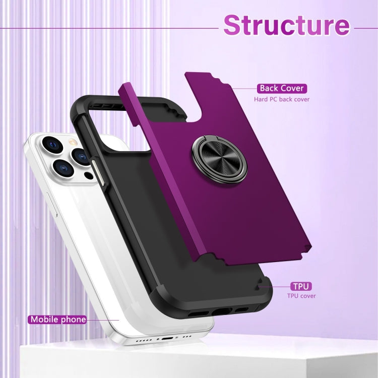 For iPhone 15 Pro L2 Rotating Ring Holder Magnetic Phone Case(Dark Purple) - HoMEdemic™ 