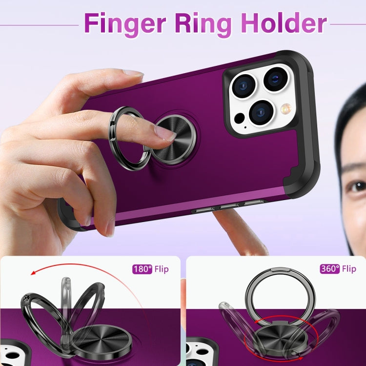 For iPhone 15 Pro L2 Rotating Ring Holder Magnetic Phone Case(Dark Purple) - HoMEdemic™ 
