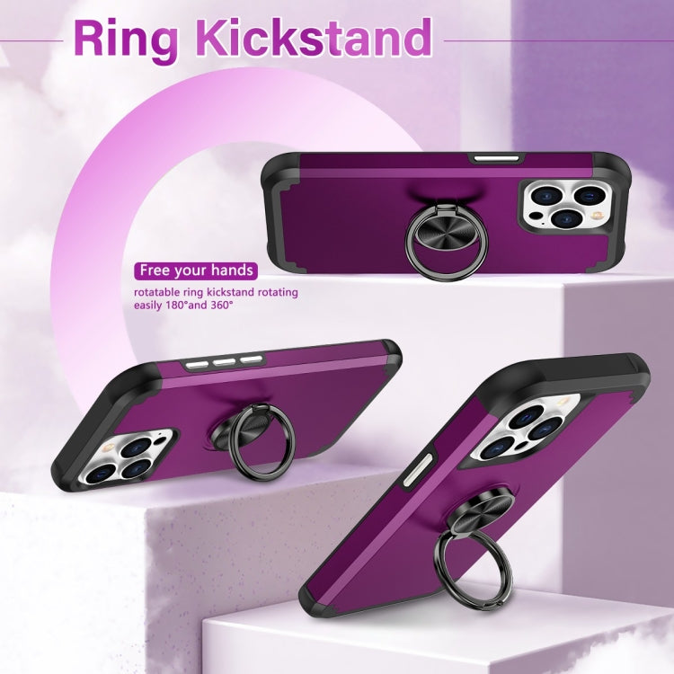 For iPhone 15 Pro L2 Rotating Ring Holder Magnetic Phone Case(Dark Purple) - HoMEdemic™ 