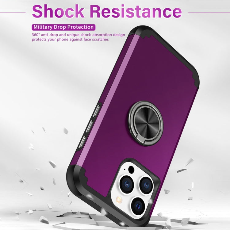 For iPhone 15 Pro L2 Rotating Ring Holder Magnetic Phone Case(Dark Purple) - HoMEdemic™ 
