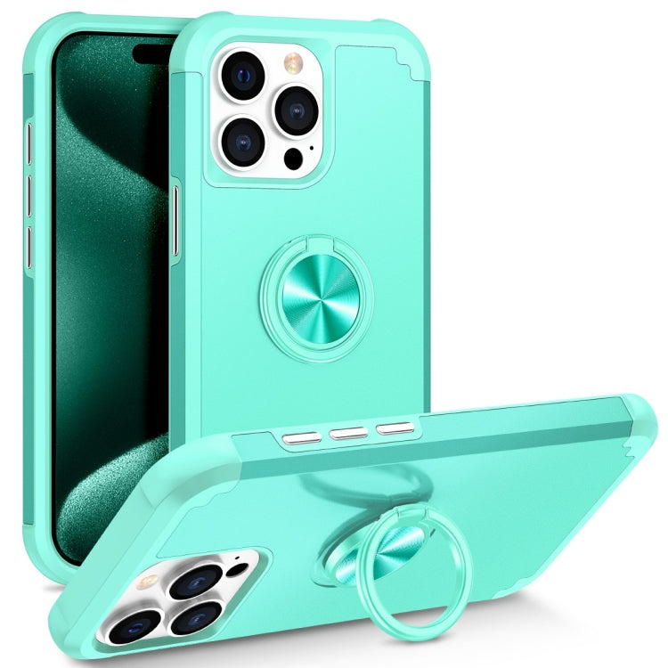 For iPhone 15 Pro Max L2 Rotating Ring Holder Magnetic Phone Case(Mint Green) - HoMEdemic™ 