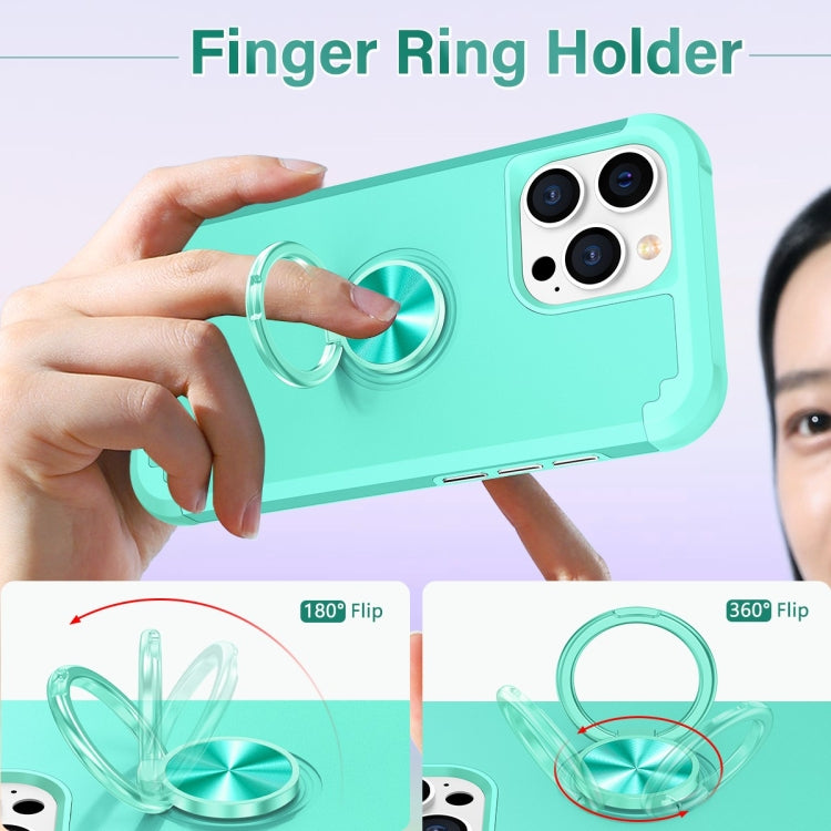For iPhone 15 Pro Max L2 Rotating Ring Holder Magnetic Phone Case(Mint Green) - HoMEdemic™ 