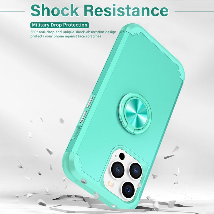 For iPhone 15 Pro Max L2 Rotating Ring Holder Magnetic Phone Case(Mint Green) - HoMEdemic™ 