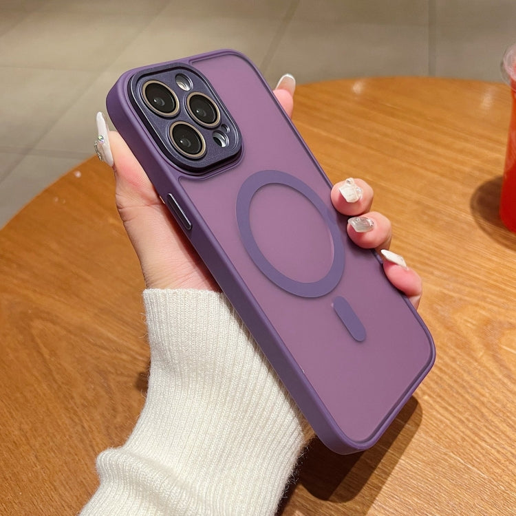 For iPhone 15 Pro Skin Feel MagSafe Phone Case with Lens Film(Purple) - HoMEdemic™ 
