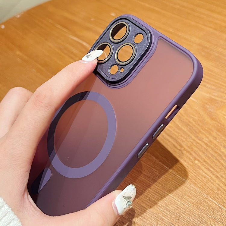 For iPhone 15 Pro Skin Feel MagSafe Phone Case with Lens Film(Purple) - HoMEdemic™ 