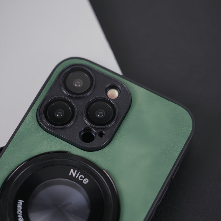 For iPhone 15 Pro i.Crystal Lambskin Fulcrum Support Phone Case(Green) - HoMEdemic™ 