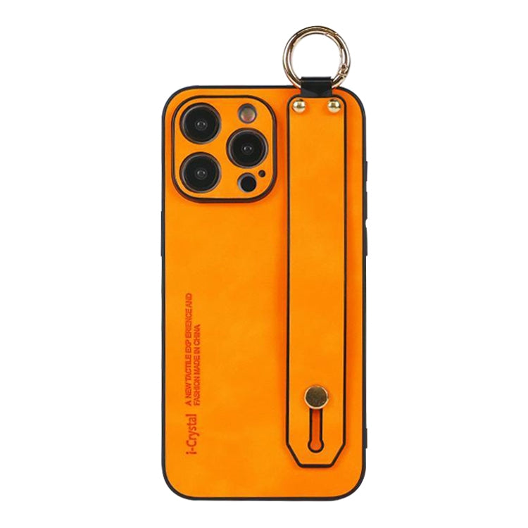 For iPhone 15 Pro Max Lambskin Wristband Holder Phone Case(Orange) - HoMEdemic™ 