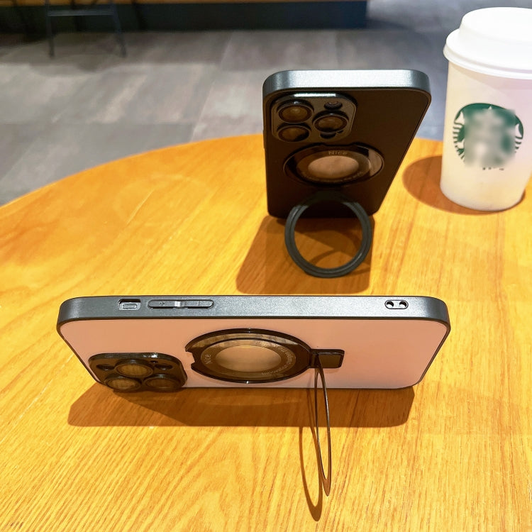 For iPhone 15 Pro Skin Feel Armor Magnetic Holder Phone Case(White) - HoMEdemic™ 