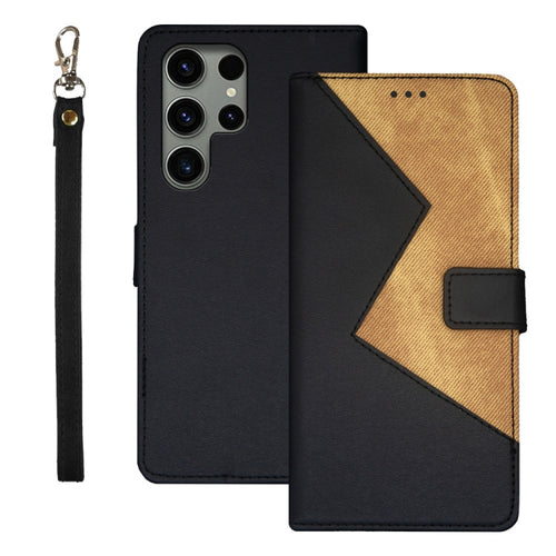 For Samsung Galaxy S24 Ultra 5G idewei Two-color Splicing Leather Phone Case(Black) - HoMEdemic™ 