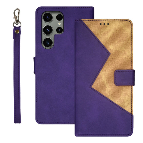 For Samsung Galaxy S24 Ultra 5G idewei Two-color Splicing Leather Phone Case(Purple) - HoMEdemic™ 