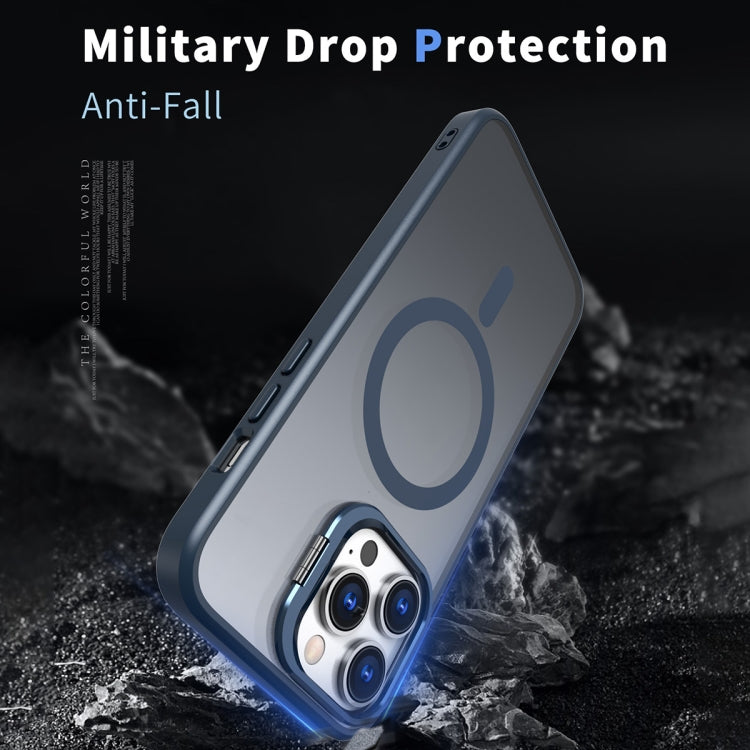 For iPhone 15 Pro Metal Invisible Camera Holder MagSafe Magnetic Phone Case(Blue) - HoMEdemic™ 