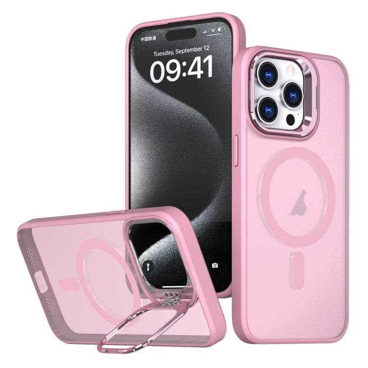For iPhone 15 Pro Metal Invisible Camera Holder MagSafe Magnetic Phone Case(Pink) - HoMEdemic™ 