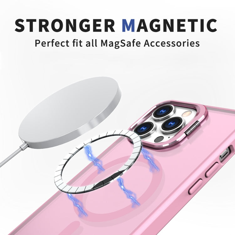 For iPhone 15 Pro Metal Invisible Camera Holder MagSafe Magnetic Phone Case(Pink) - HoMEdemic™ 