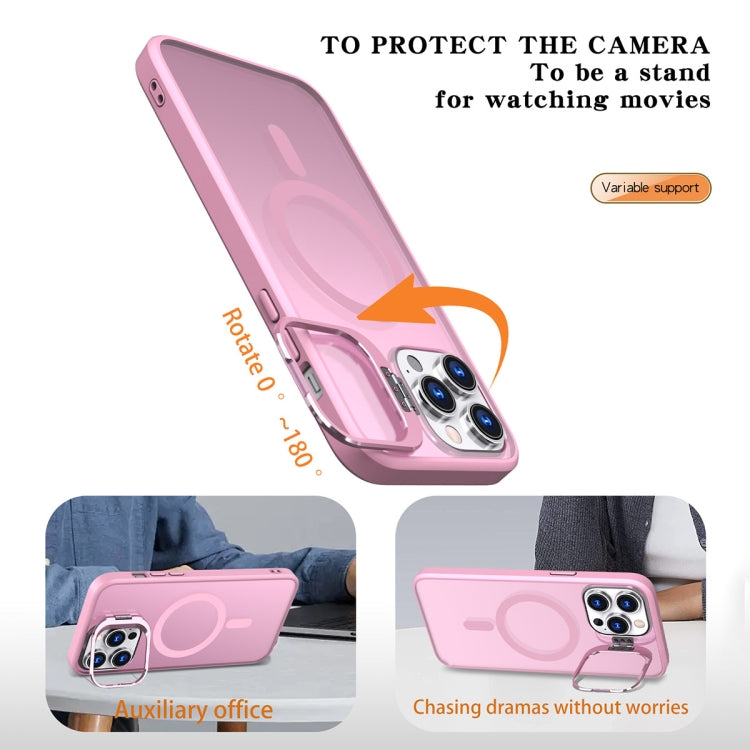 For iPhone 15 Pro Metal Invisible Camera Holder MagSafe Magnetic Phone Case(Pink) - HoMEdemic™ 