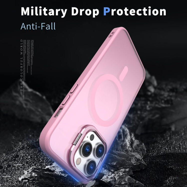 For iPhone 15 Pro Metal Invisible Camera Holder MagSafe Magnetic Phone Case(Pink) - HoMEdemic™ 