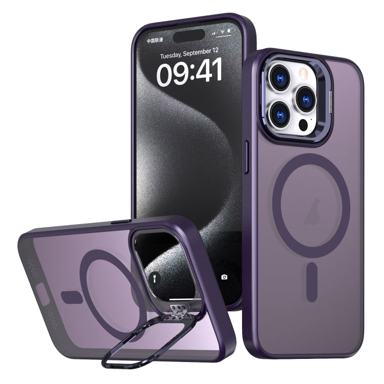 For iPhone 15 Pro Metal Invisible Camera Holder MagSafe Magnetic Phone Case(Purple) - HoMEdemic™ 