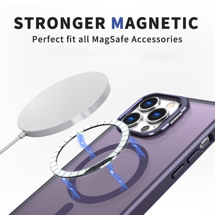 For iPhone 15 Pro Metal Invisible Camera Holder MagSafe Magnetic Phone Case(Purple) - HoMEdemic™ 