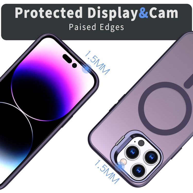 For iPhone 15 Pro Metal Invisible Camera Holder MagSafe Magnetic Phone Case(Purple) - HoMEdemic™ 
