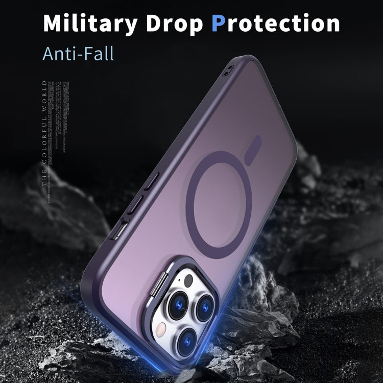For iPhone 15 Pro Metal Invisible Camera Holder MagSafe Magnetic Phone Case(Purple) - HoMEdemic™ 