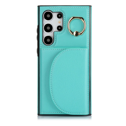 For Samsung Galaxy S24 Ultra 5G YM007 Ring Holder Card Bag Skin Feel Phone Case(Green) - HoMEdemic™ 