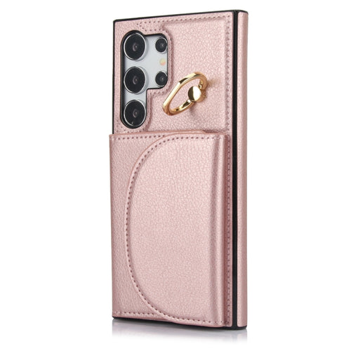 For Samsung Galaxy S24 Ultra 5G YM007 Ring Holder Card Bag Skin Feel Phone Case(Rose Gold) - HoMEdemic™ 