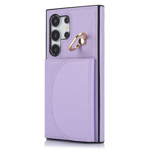 For Samsung Galaxy S24 Ultra 5G YM007 Ring Holder Card Bag Skin Feel Phone Case(Purple) - HoMEdemic™ 