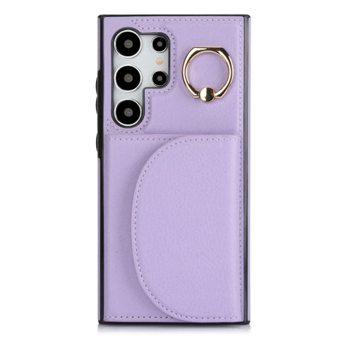 For Samsung Galaxy S24 Ultra 5G YM007 Ring Holder Card Bag Skin Feel Phone Case(Purple) - HoMEdemic™ 