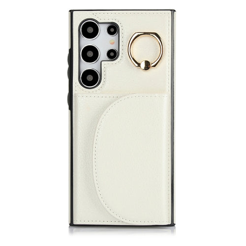 For Samsung Galaxy S24 Ultra 5G YM007 Ring Holder Card Bag Skin Feel Phone Case(White) - HoMEdemic™ 