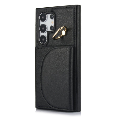 For Samsung Galaxy S24 Ultra 5G YM007 Ring Holder Card Bag Skin Feel Phone Case(Black) - HoMEdemic™ 