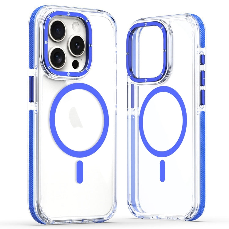For iPhone 15 Pro Dual-Color Clear Acrylic Hybrid TPU MagSafe Phone Case(Blue) - HoMEdemic™ 