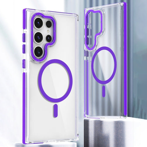 For Samsung Galaxy S24 Ultra 5G Dual-Color Clear Acrylic Hybrid TPU MagSafe Phone Case(Purple) - HoMEdemic™ 