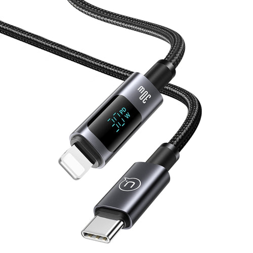 USAMS US-SJ672 Type-C To 8 Pin 30W Fast Charge Digital Display Data Cable, Length: 1.2m(Black) - HoMEdemic™ 