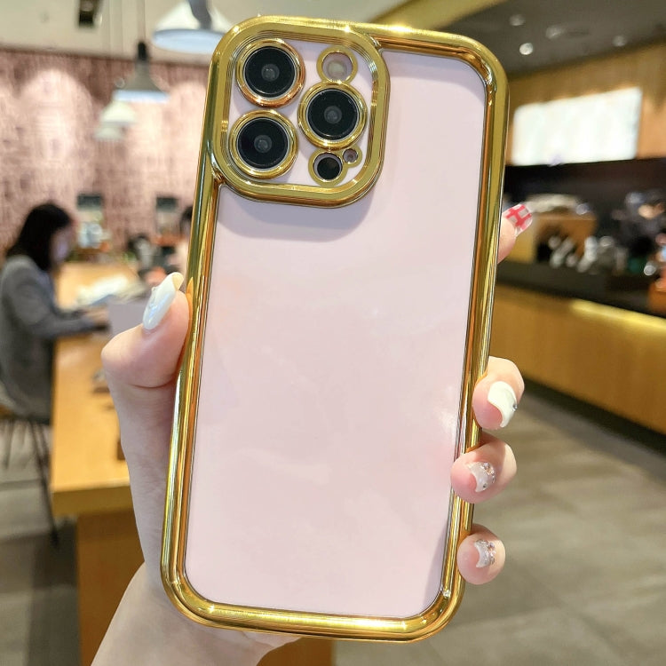 For iPhone 15 Pro Plating Emery PC Hybrid Silicone Phone Case(Pink) - HoMEdemic™ 