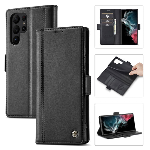 For Samsung Galaxy S24 Ultra LC.IMEEKE Skin-friendly Card Slots Leather Phone Case(Black) - HoMEdemic™ 