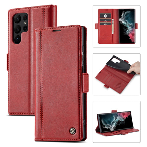 For Samsung Galaxy S24 Ultra LC.IMEEKE Skin-friendly Card Slots Leather Phone Case(Red) - HoMEdemic™ 